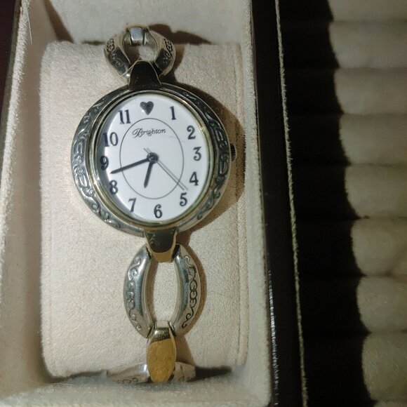 Brighton Watch Alta Womens Silver Gold Tone Heart Design Quartz Movement Adjusta - Picture 2 of 8